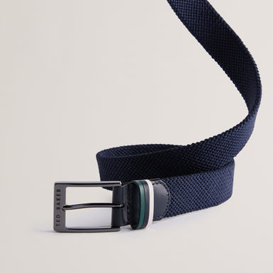 Men's Austiin-Woven Leather Elasticated Belt Navy