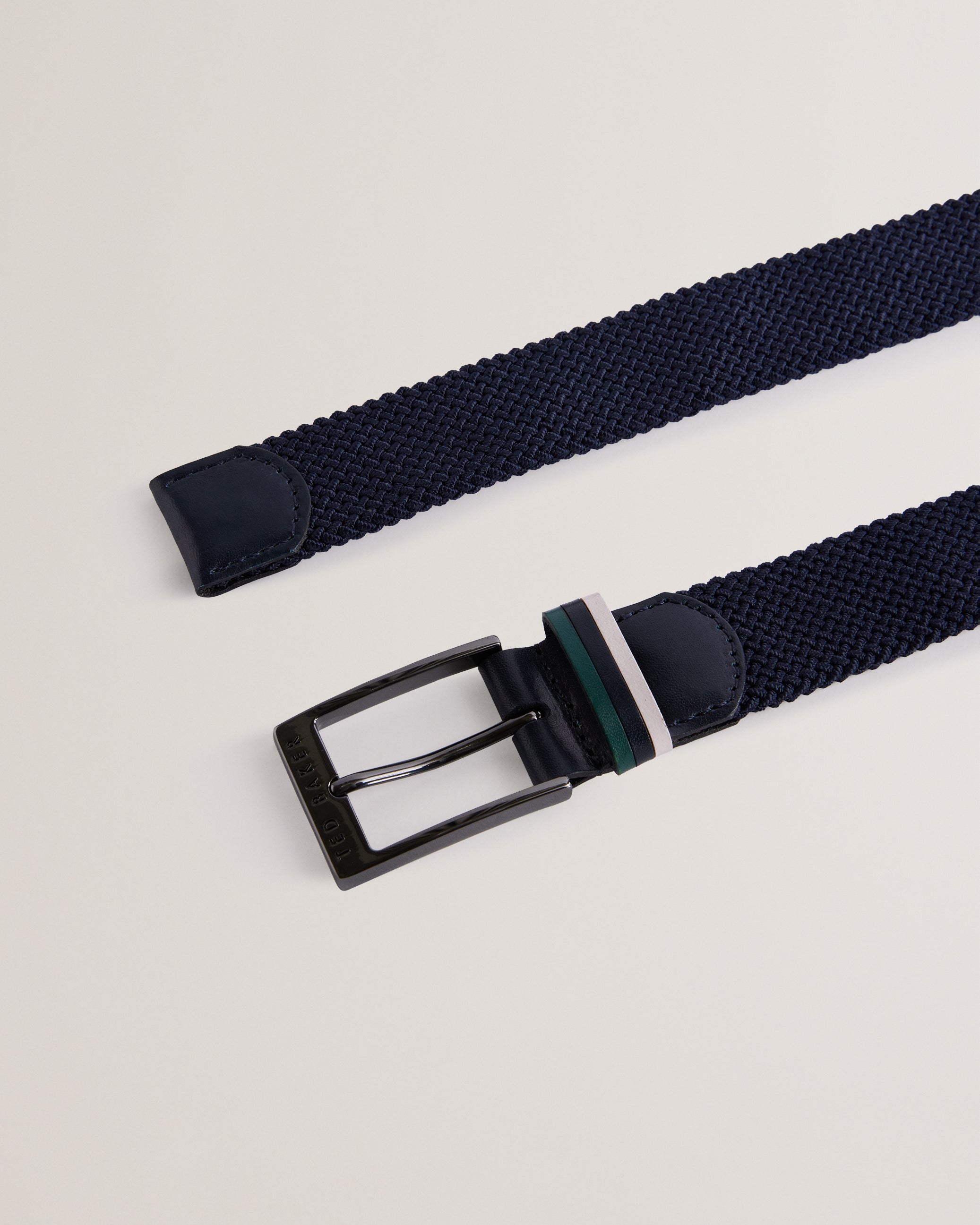 Men's Austiin-Woven Leather Elasticated Belt Navy