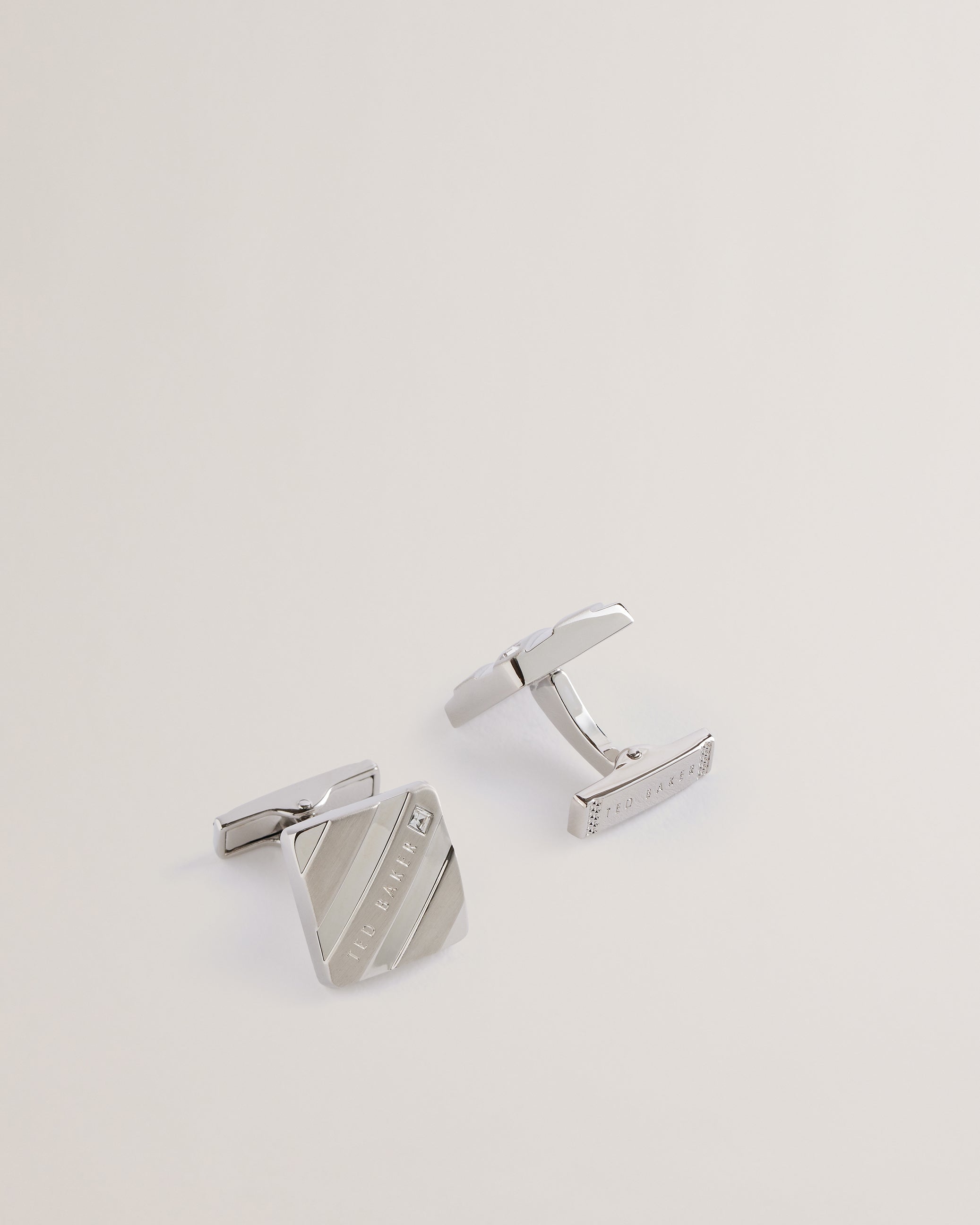 Men's Dillon-Striped Branded Cufflinks Silver