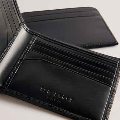 Men's Etwood-Etched Leather Belt & Cardholder Black