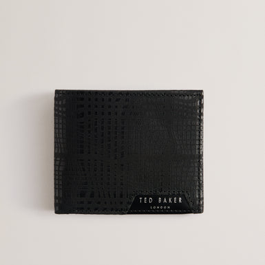 Men's Etwood-Etched Leather Belt & Cardholder Black