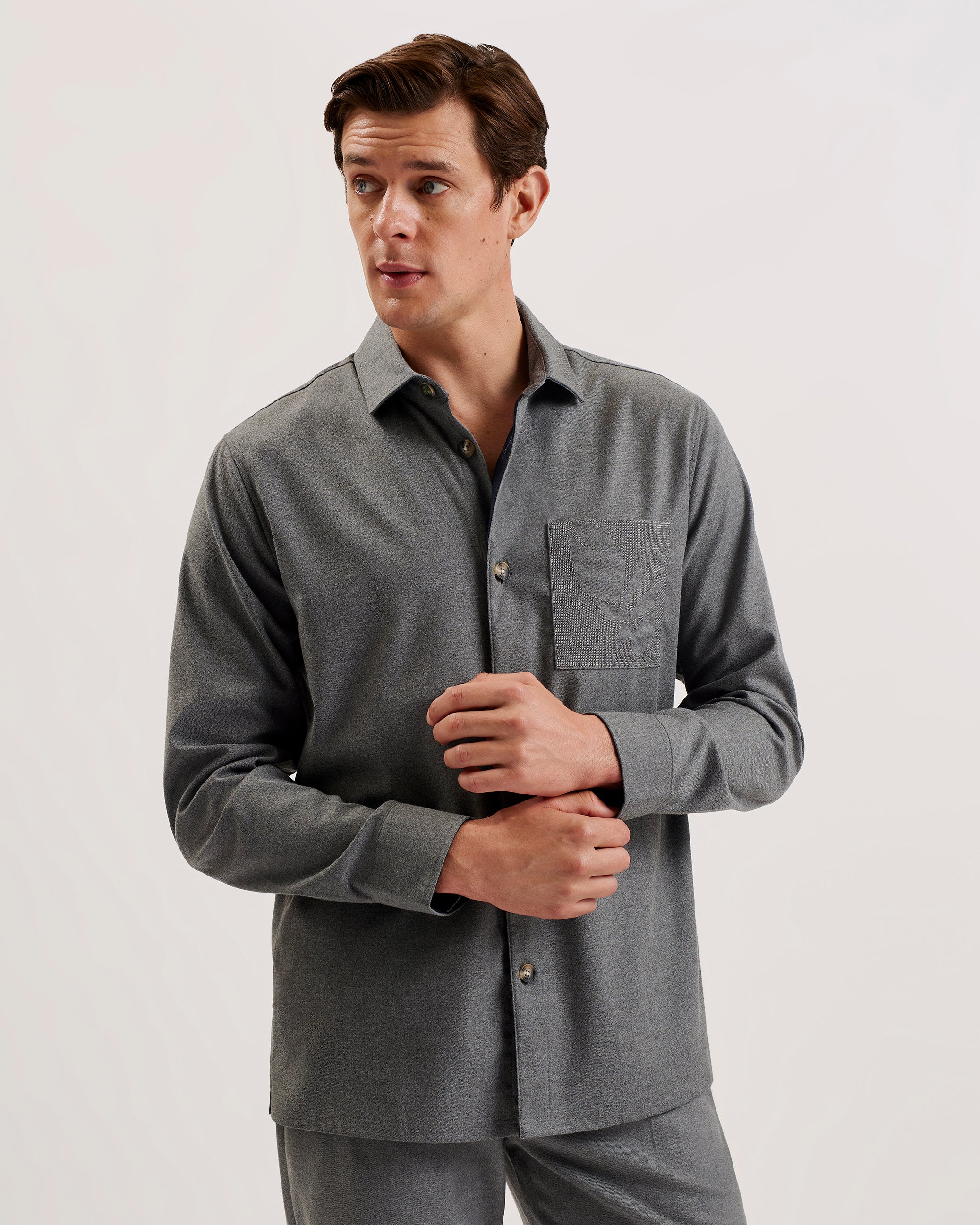 Men's Gaius-Ls Oversized Wool Blend Shirt Lt-Grey