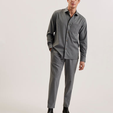 Men's Gaius-Ls Oversized Wool Blend Shirt Lt-Grey