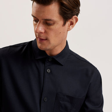 Men's Gaius-Ls Oversized Wool Blend Shirt Navy