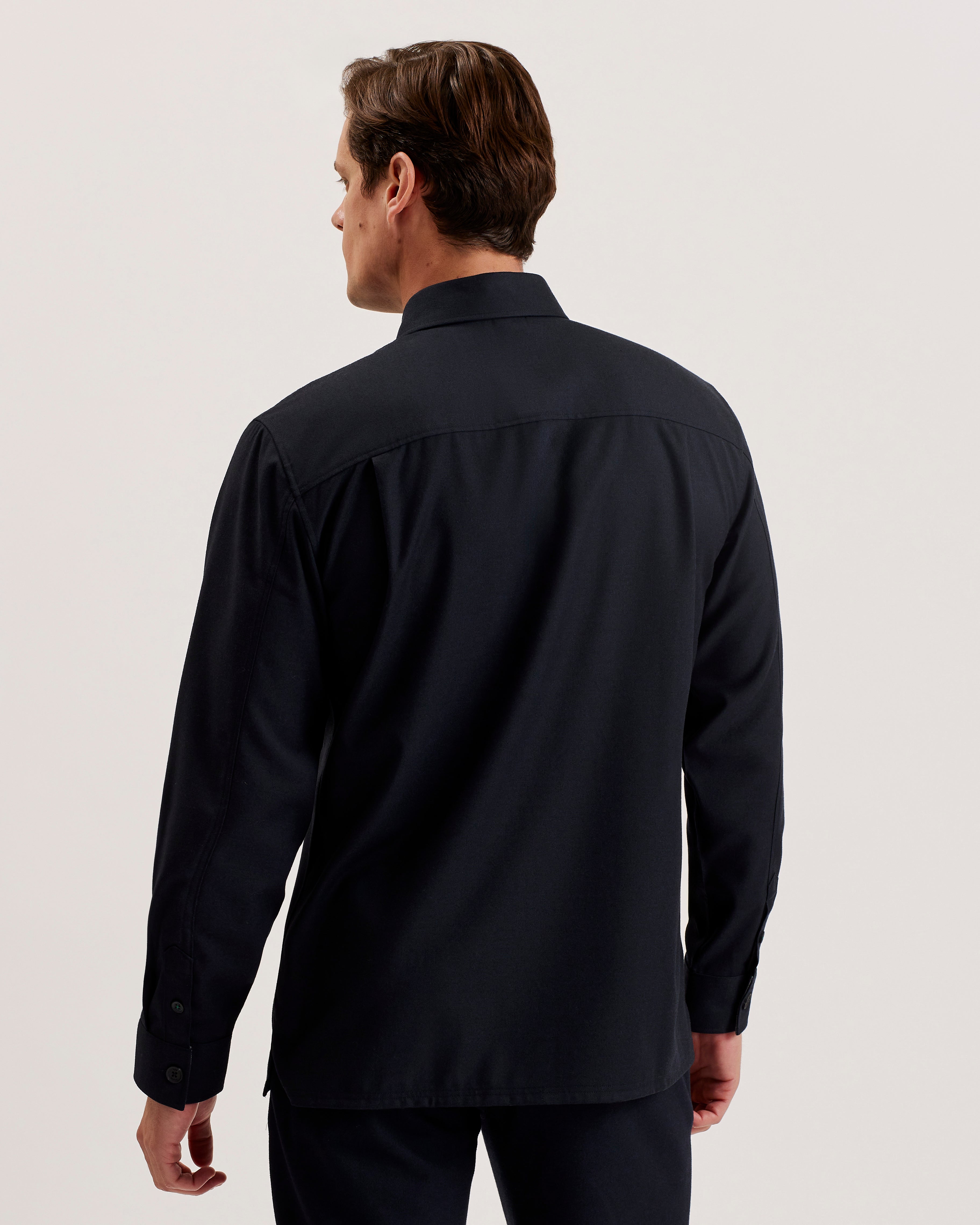 Men's Gaius-Ls Oversized Wool Blend Shirt Navy