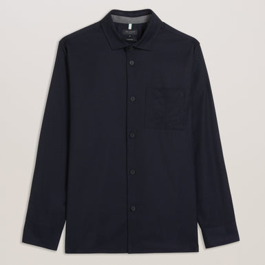 Men's Gaius-Ls Oversized Wool Blend Shirt Navy