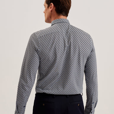 Men's Belsise-Ls Regular Geo Print Jersey Shirt Blue