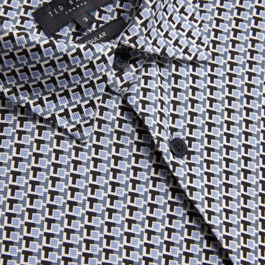 Men's Belsise-Ls Regular Geo Print Jersey Shirt Blue