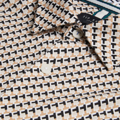 Men's Belsise-Ls Regular Geo Print Jersey Shirt Tan