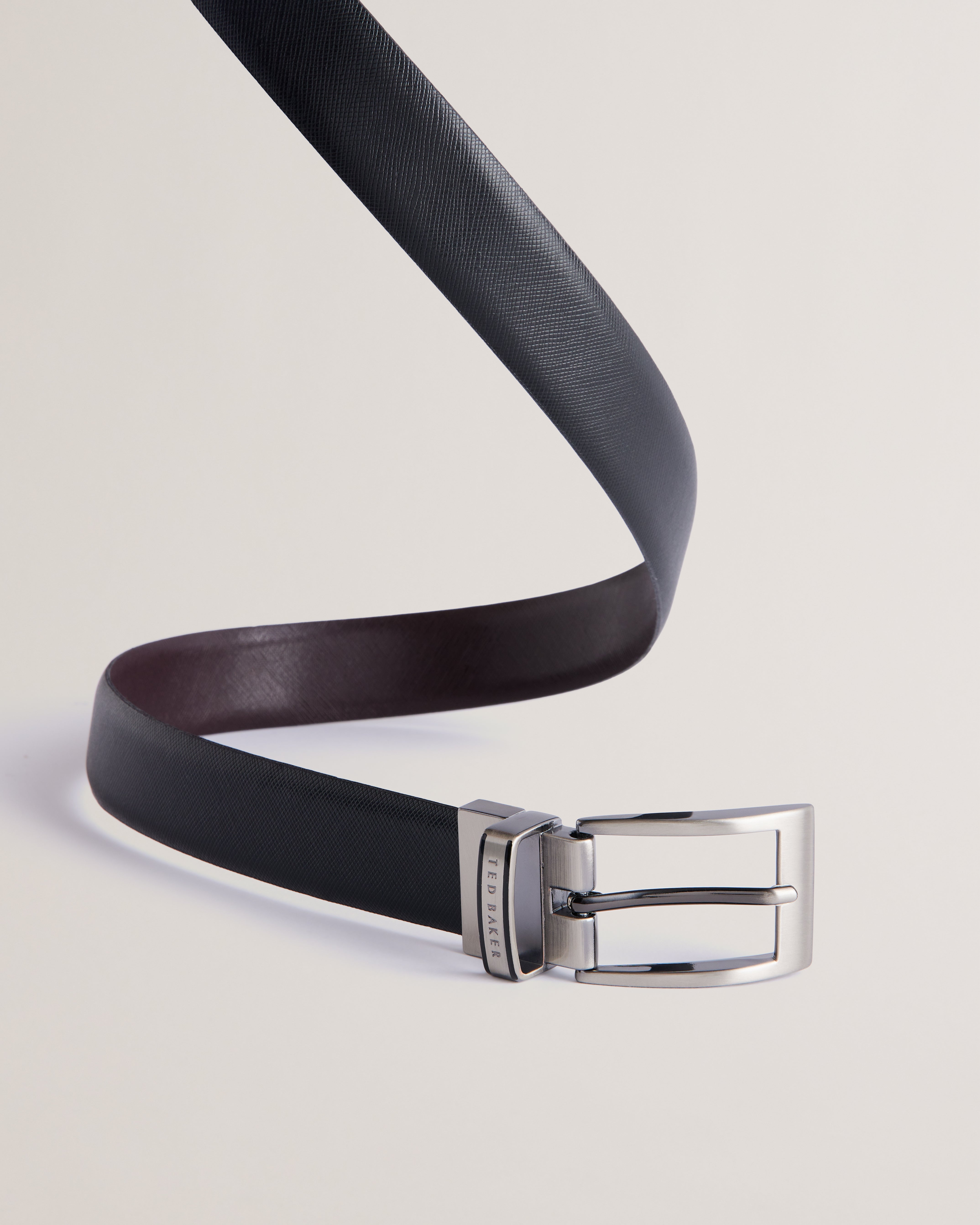 Men's Colier-Saffiano Leather Reversible Belt Black