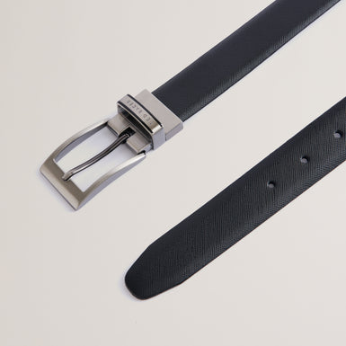 Men's Colier-Saffiano Leather Reversible Belt Black