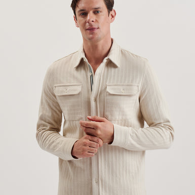 Men's Belza-Ls Regular Fit Textured Shirt Beige