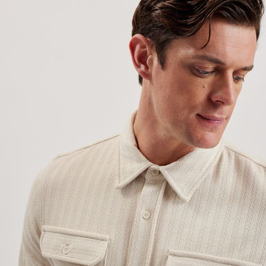 Men's Belza-Ls Regular Fit Textured Shirt Beige