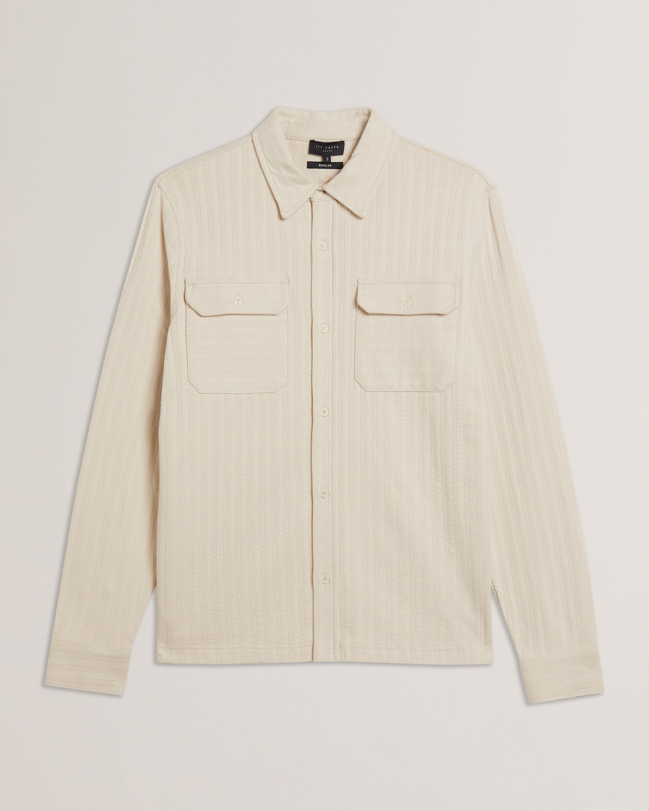 Men's Belza-Ls Regular Fit Textured Shirt Beige