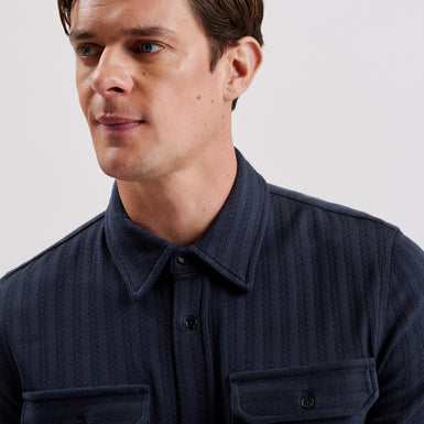 Men's Belza-Ls Regular Fit Textured Shirt Navy