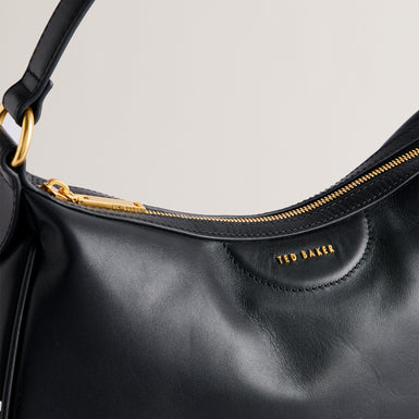 Women's Esiah-Webbing Slouchy Leather Hobo Bag Black