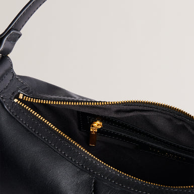 Women's Esiah-Webbing Slouchy Leather Hobo Bag Black