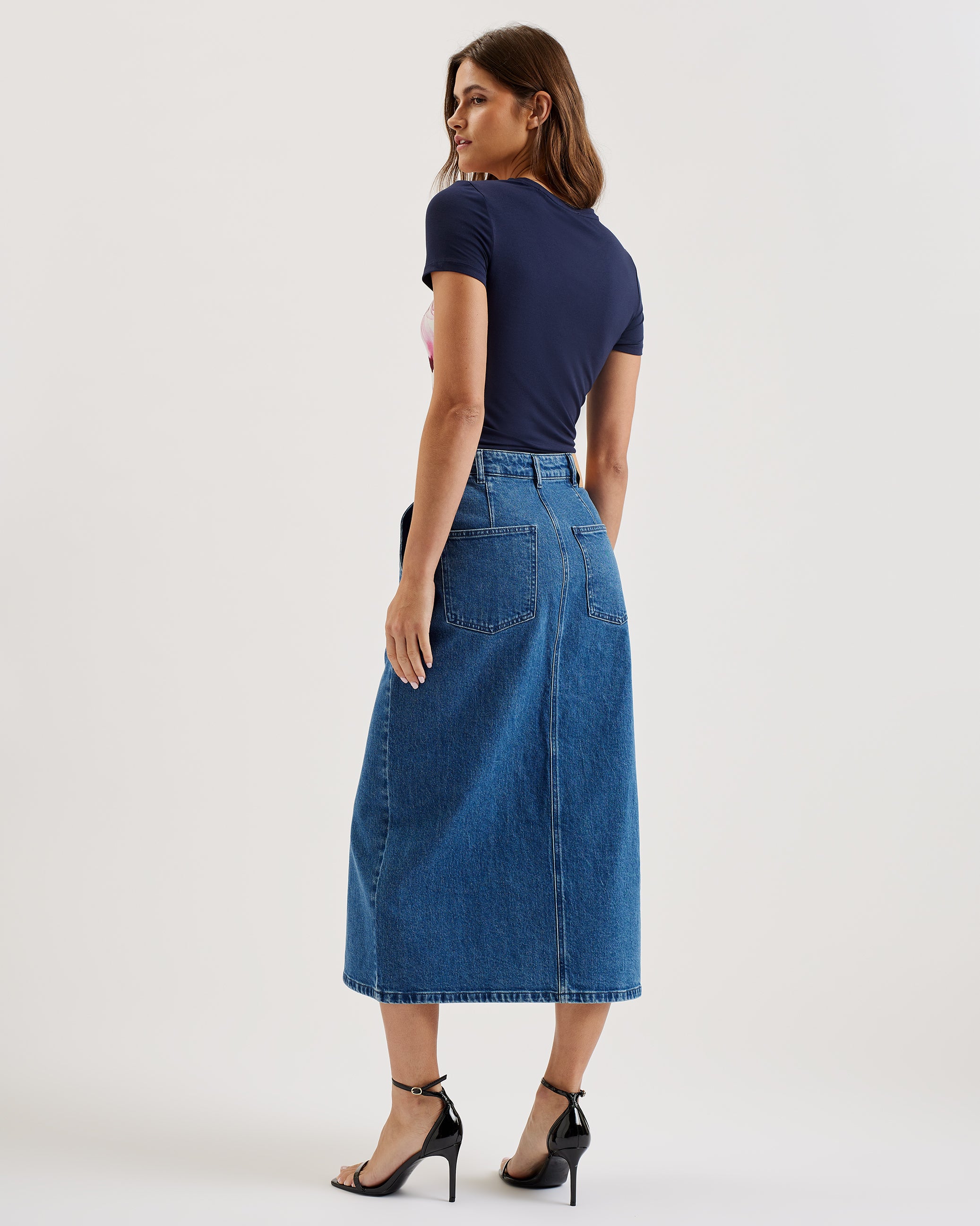 Women's Louannn-Printed Short Sleeve Fitted Tee Navy