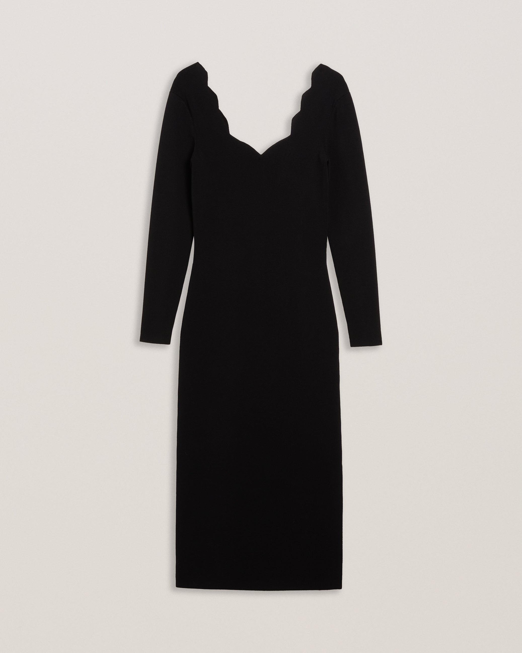 Women's Sharmha-Scallop Bodycon Midi Knit Dress Black