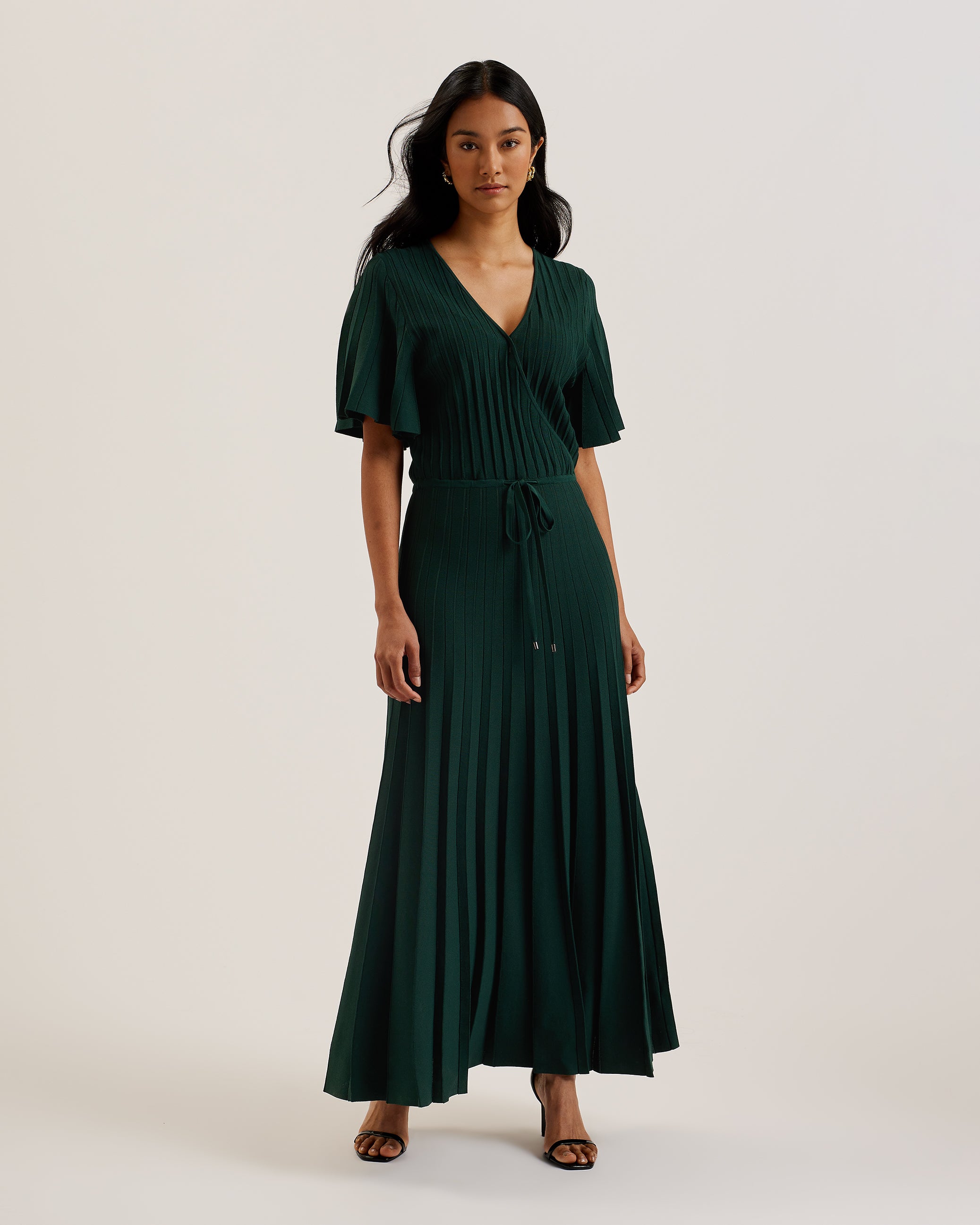 Women's Mariiya-Angel Sleeve Knit Maxi Dress Dk-Green
