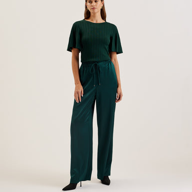 Women's Iivanna-Crew Neck Fluted Sleeve Knit Top Dk-Green