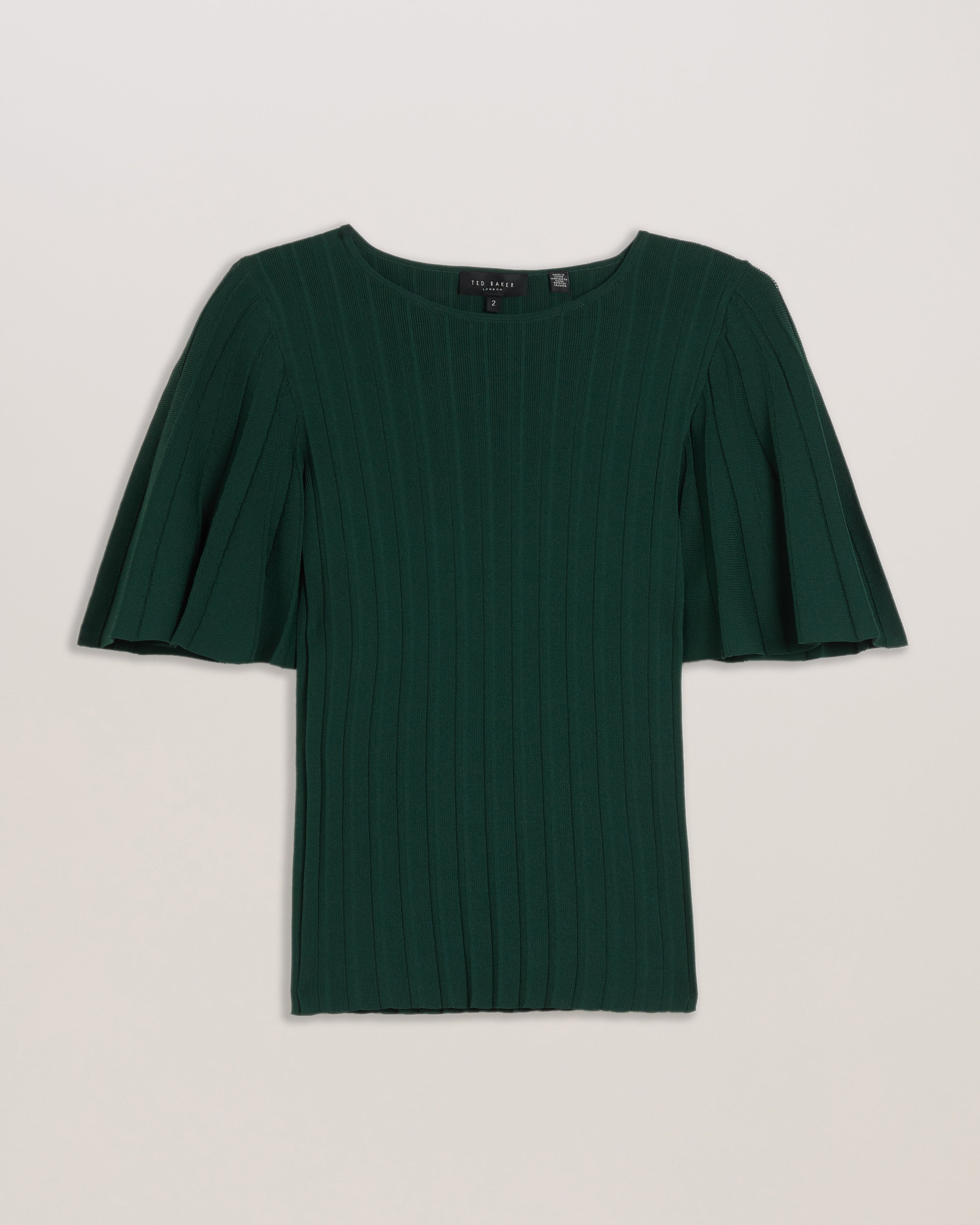 Women's Iivanna-Crew Neck Fluted Sleeve Knit Top Dk-Green