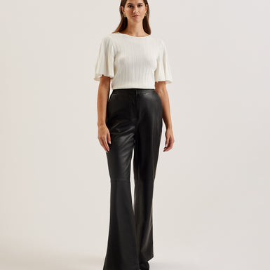 Women's Iivanna-Crew Neck Fluted Sleeve Knit Top Ivory