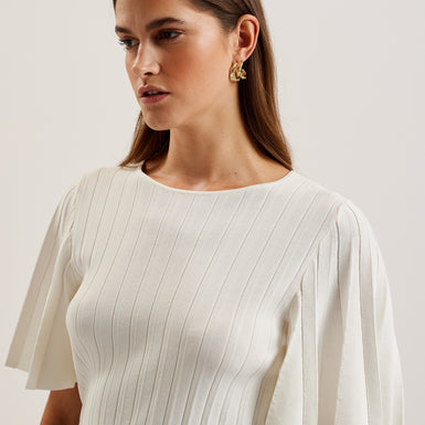 Women's Iivanna-Crew Neck Fluted Sleeve Knit Top Ivory