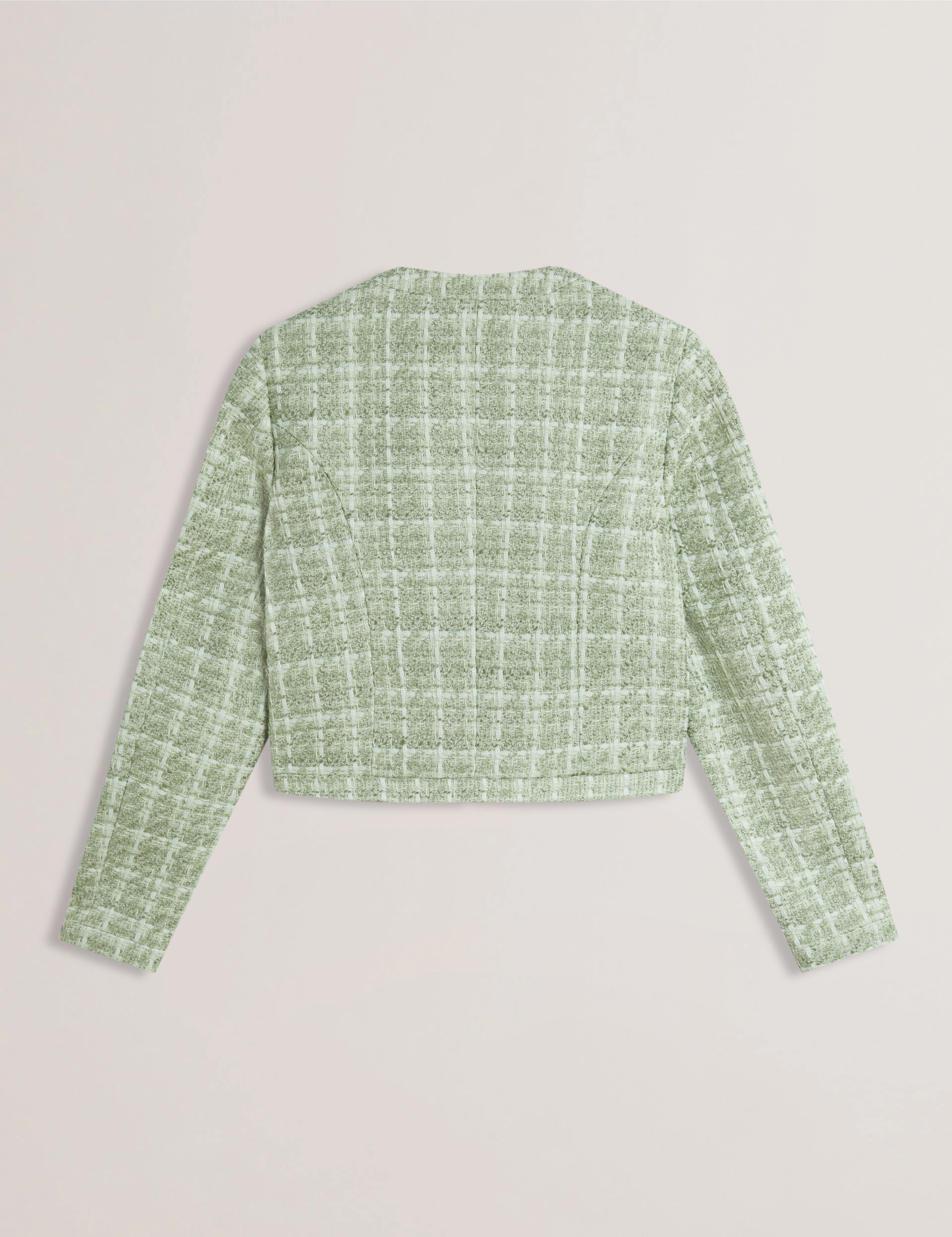 Women's KOMA-Rose Button Cropped Boucle Tailored Jack Lt-Green