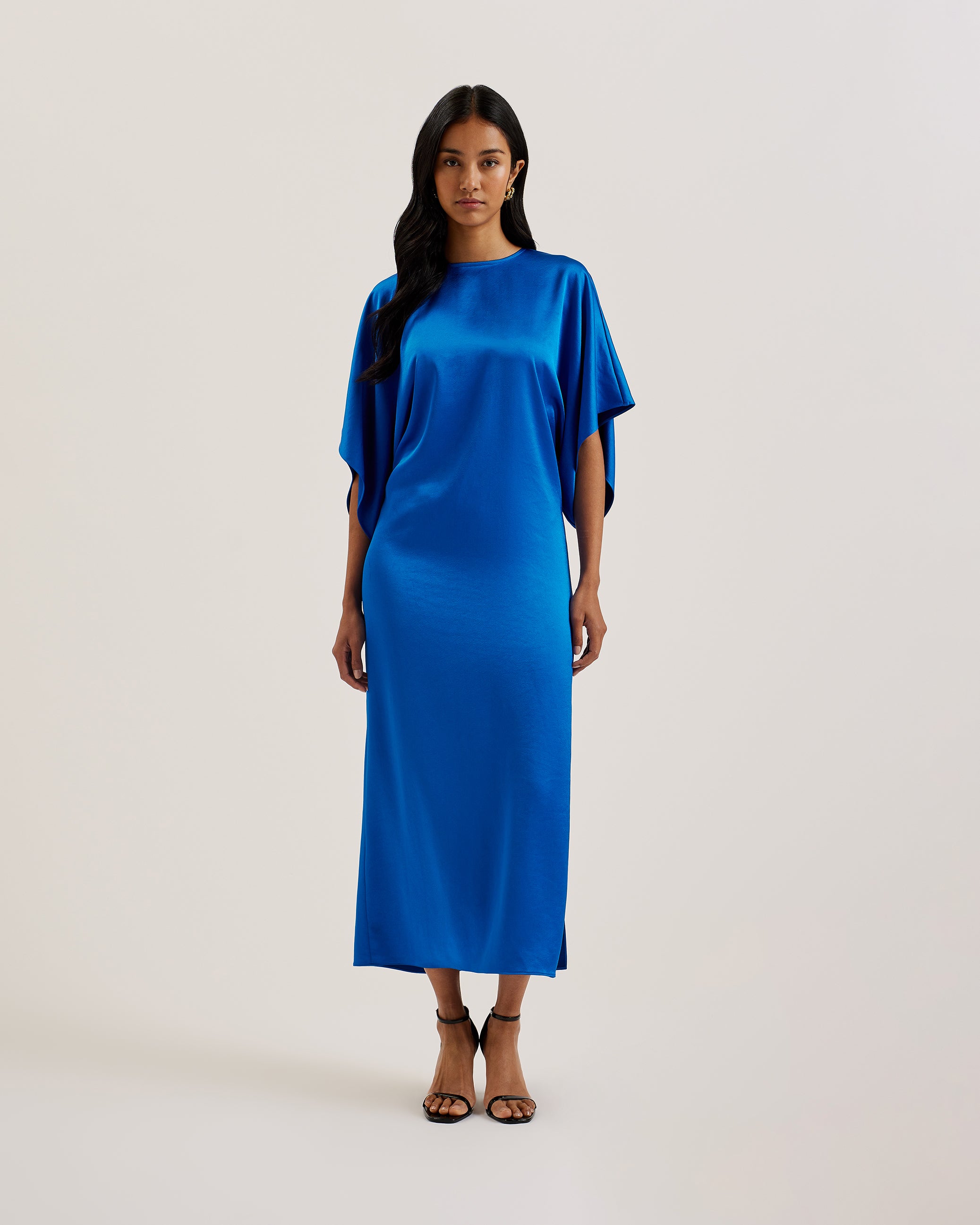 Women's Navala-Batwing Sleeve Side Split Midi Dress Blue
