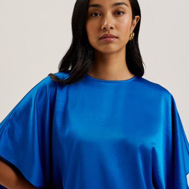 Women's Navala-Batwing Sleeve Side Split Midi Dress Blue