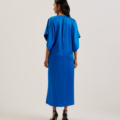 Women's Navala-Batwing Sleeve Side Split Midi Dress Blue