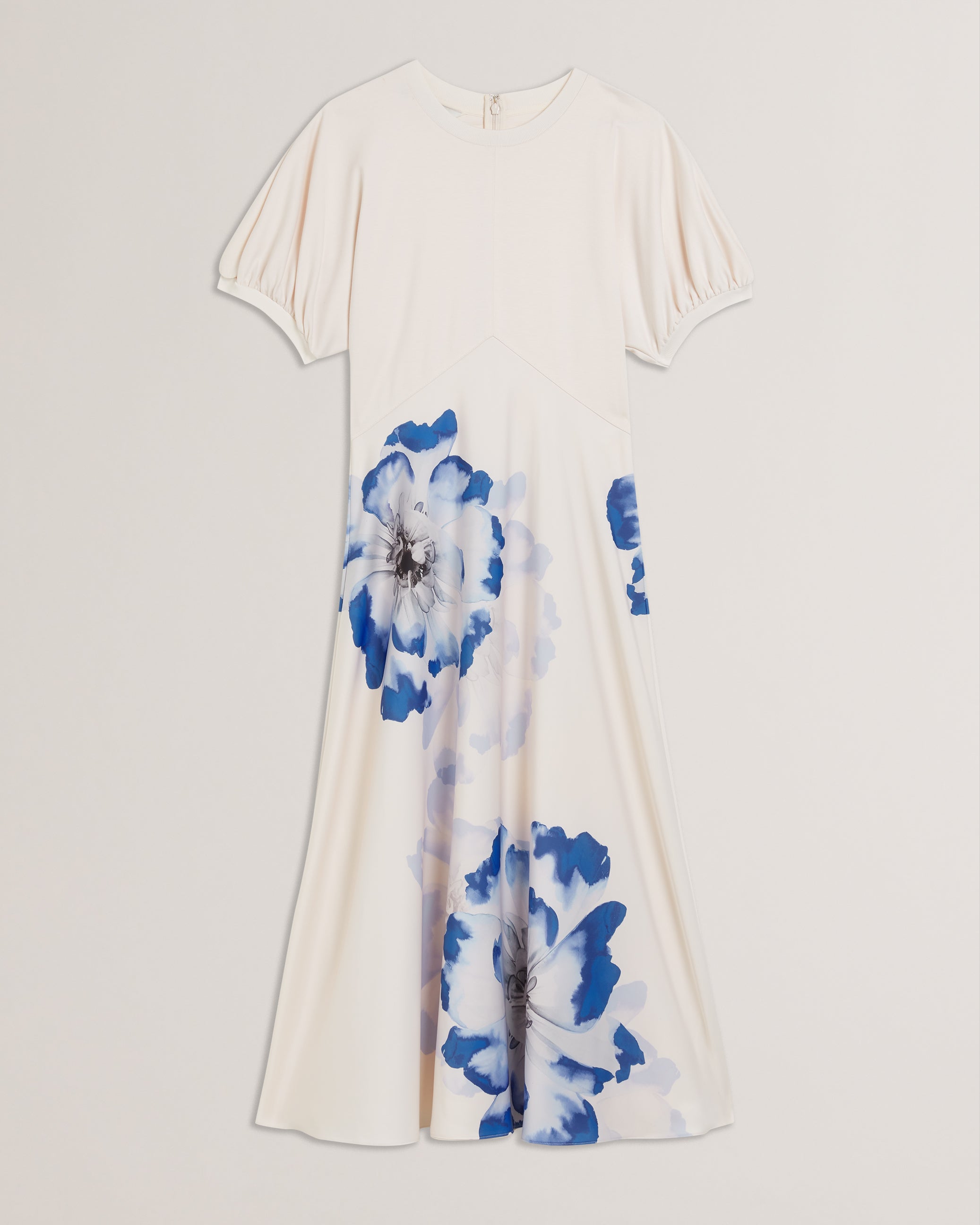 Women's Mitzic-Ponte Bodice Printed Satin Midi Dress Ivory