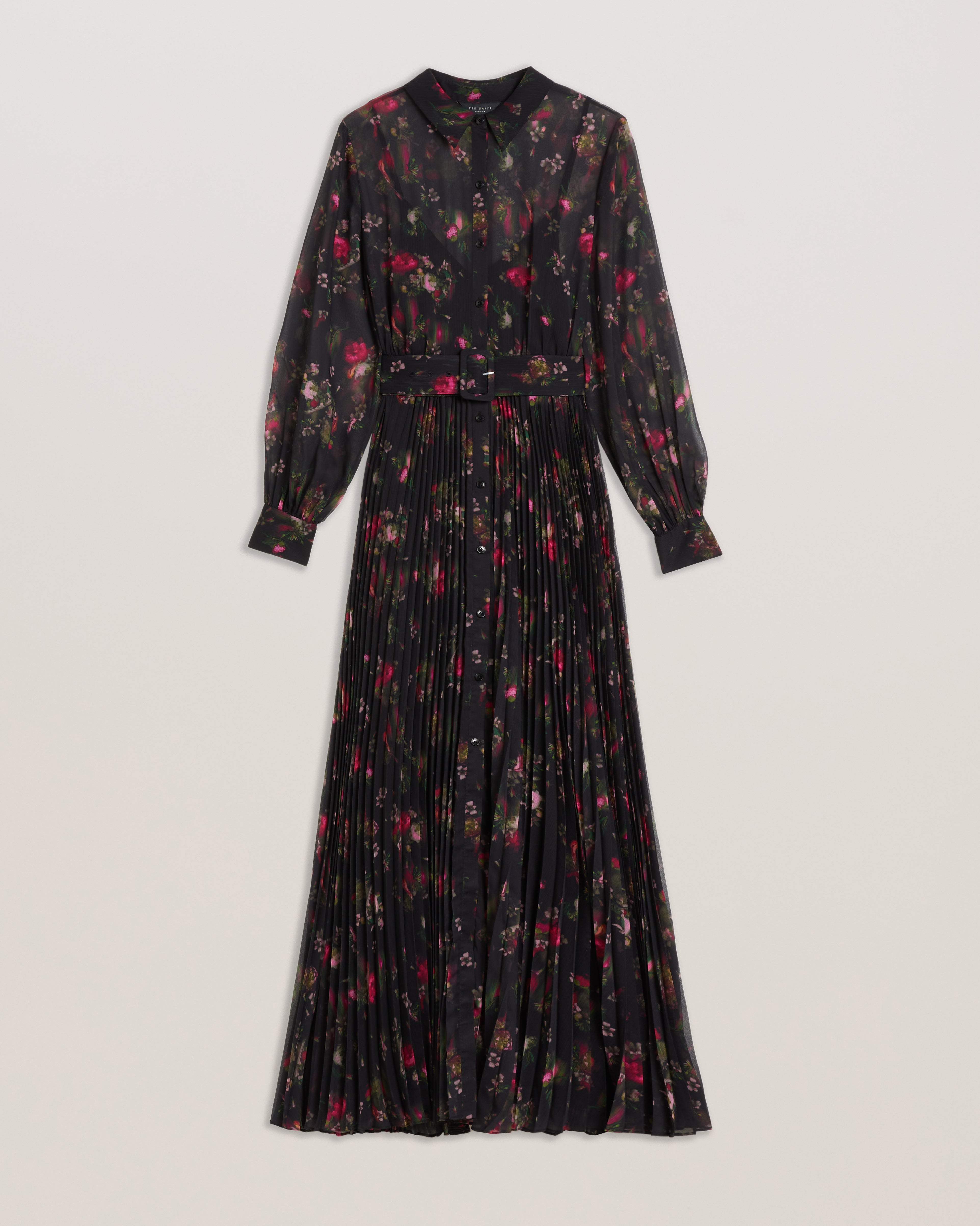Women's Ceiba-Printed Maxi Shirt Dress Black