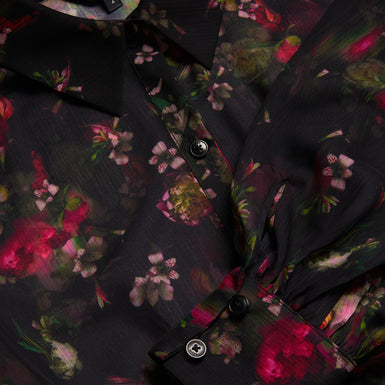 Women's Ebene-Collared Printed Button Down Mini Black