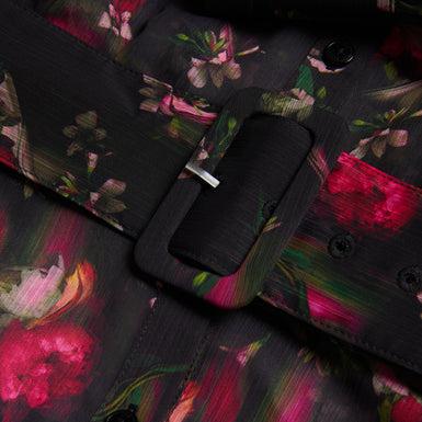 Women's Ebene-Collared Printed Button Down Mini Black