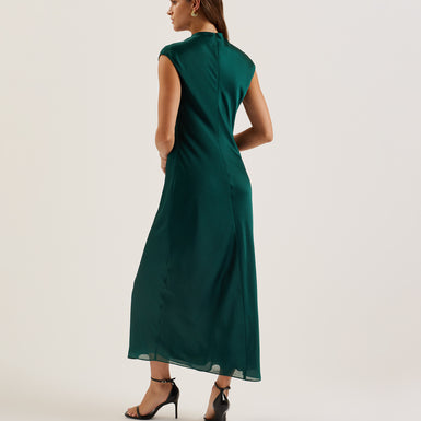 Women's Rimini-Draped Neck Detail Midi Dress Dk-Green