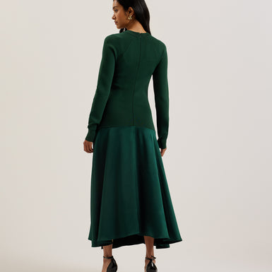 Women's Alfeios-Cut Out Midi Knit Dress & Front Slit Dk-Green