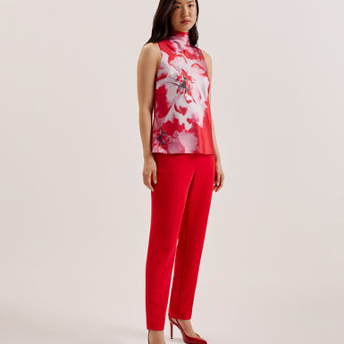 Women's Kohana-Cowl Neck Sleeveless Printed Blouse Red