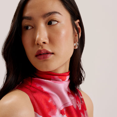 Women's Kohana-Cowl Neck Sleeveless Printed Blouse Red