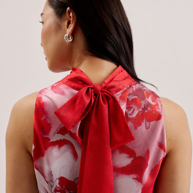 Women's Kohana-Cowl Neck Sleeveless Printed Blouse Red