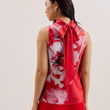 Women's Kohana-Cowl Neck Sleeveless Printed Blouse Red