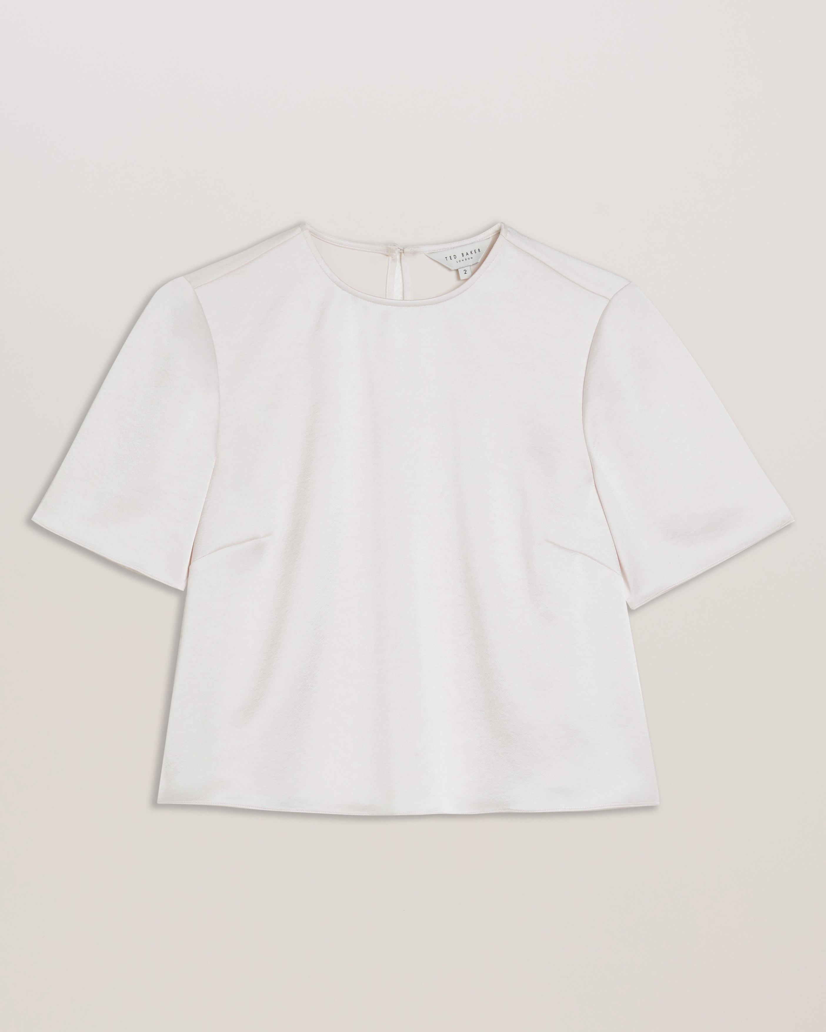 Women's Siroi-Short Sleeve Satin Crew Neck Top Ivory