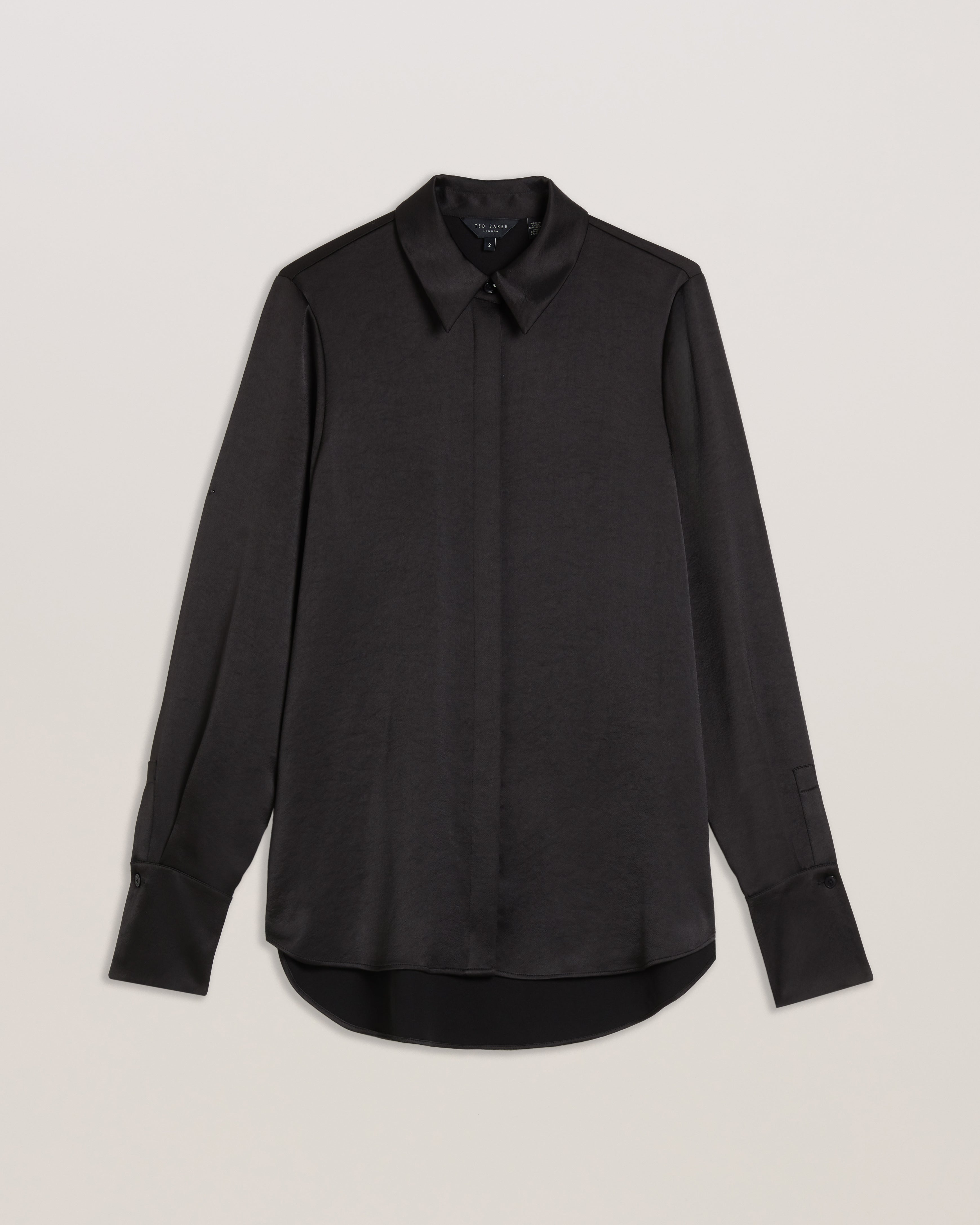 Women's Sonora-Long Line Satin Shirt Black