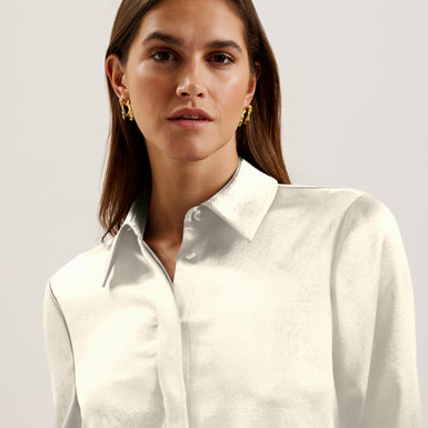 Women's Sonora-Long Line Satin Shirt Ivory