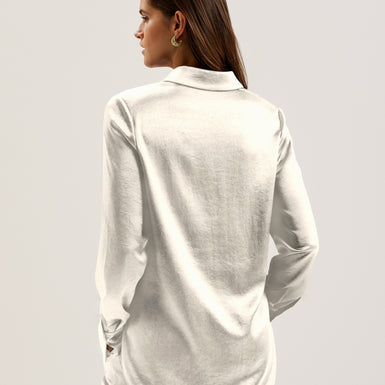 Women's Sonora-Long Line Satin Shirt Ivory