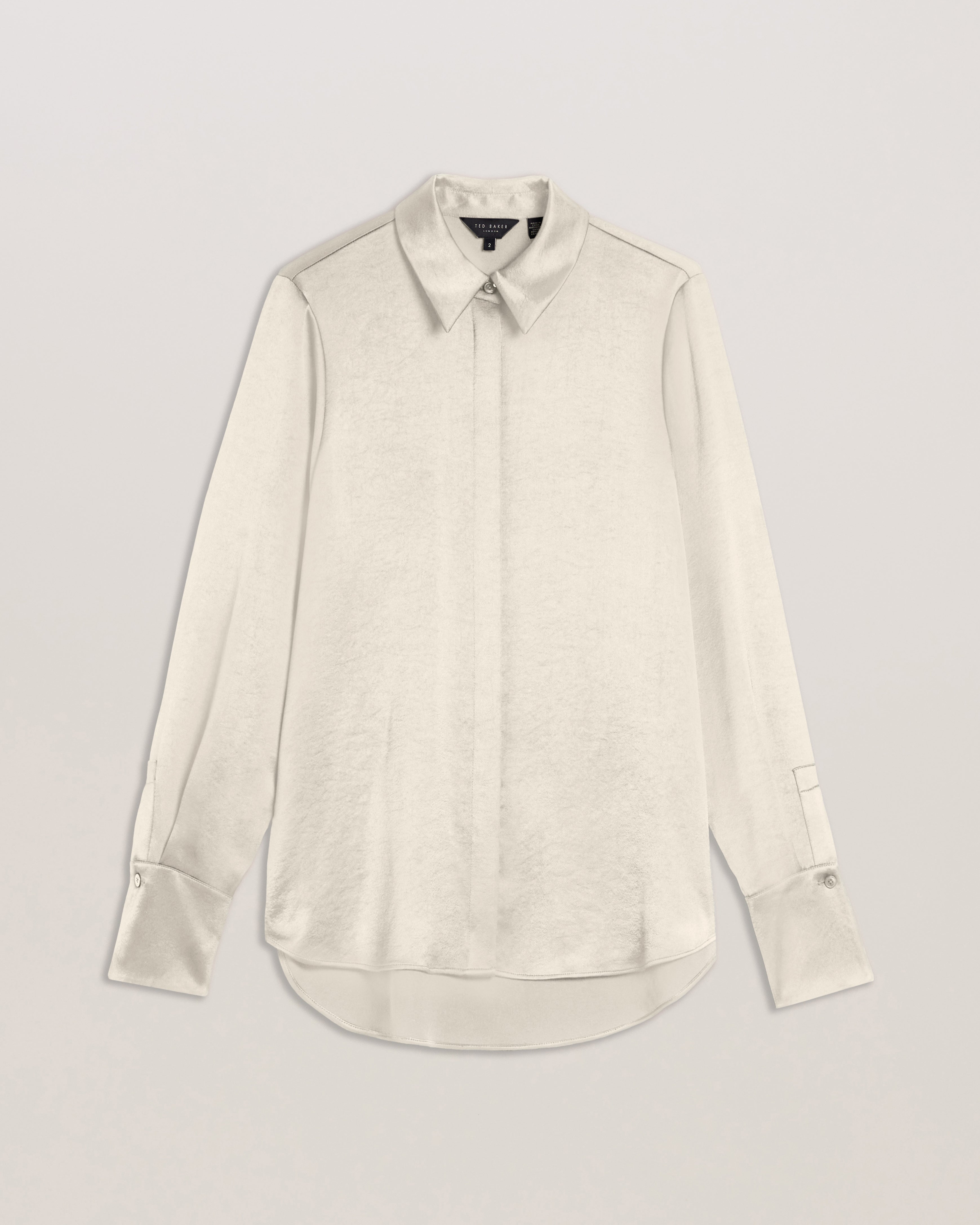 Women's Sonora-Long Line Satin Shirt Ivory