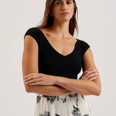 Women's Nalco-Bardot Knit Bodice Print Trouser Jump Black