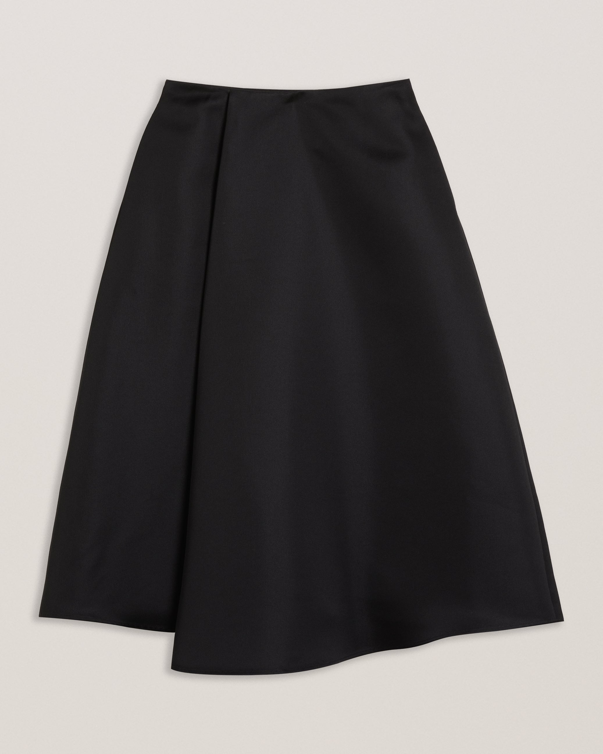 Women's Erva-Asymmetric Satin Wrap Midi Skirt Black