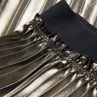 Women's Kese-Metallic Pleated Midi Skirt Gold
